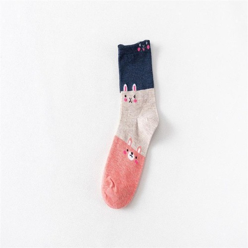 Women Girls Casual Cartoon Socks, candy color Lovely Animal Socks, Gradient - Picture 11 of 14