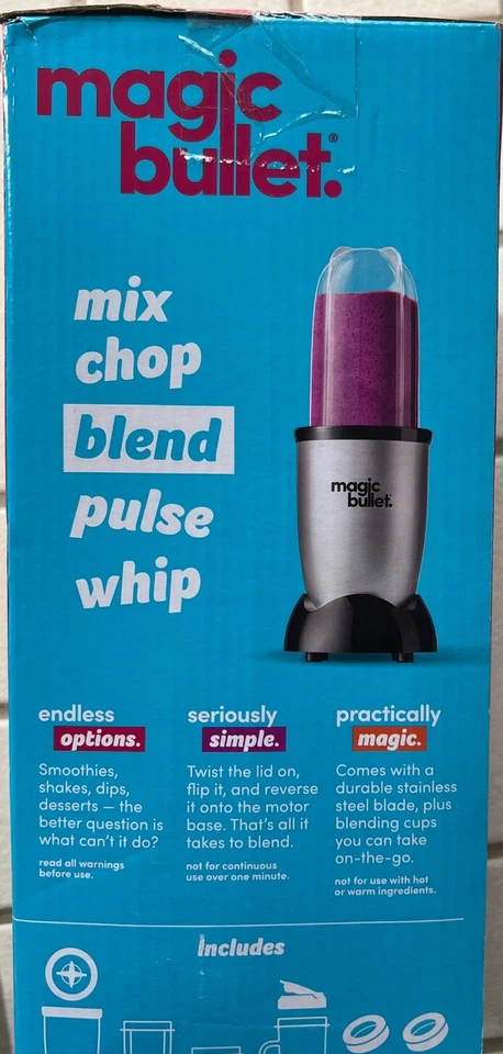 Magic Bullet Blender Stainless Steel Blade & Tall Cup Black Base 7 Pieces - Image 4 of 4