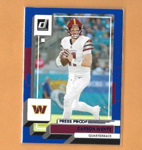 2022 Donruss Blue Press Proof Carson Wentz Card, Washington Commanders #52