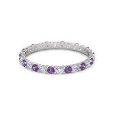 2MM Round Amethyst 925 Sterling Silver Full Eternity Women Wedding Ring