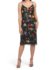 AIDAN BY AIDAN MATTOX FLORAL EMBROIDERED  DRESS IN BLACK MULTI (size 10)