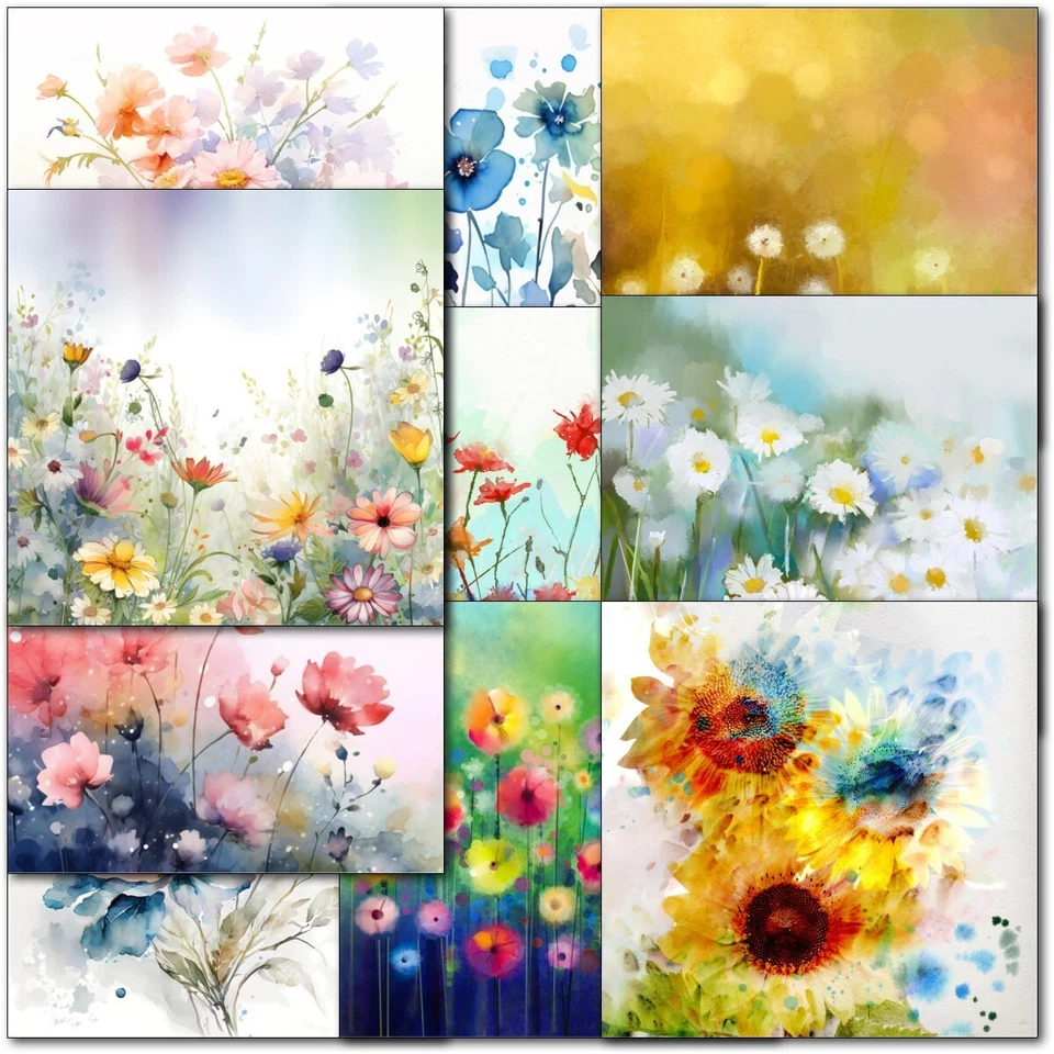 Doodlecards Pack of 10 Floral Watercolour Blank Cards Notelets Notecards Thank y - Image 2 of 4