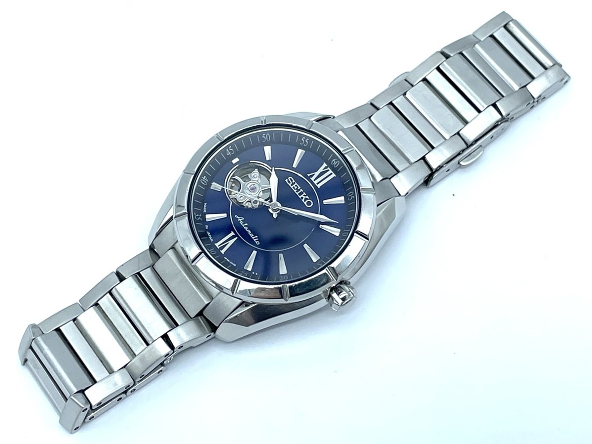 Near MINT SEIKO PRESAGE Automatic Watch Open heart Sapphire Navy