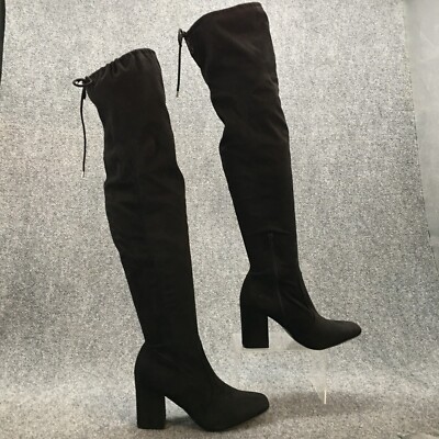 UNISA Boots Womens M Quesia Tall Over The Knee High Black Suede Zip  Heeled