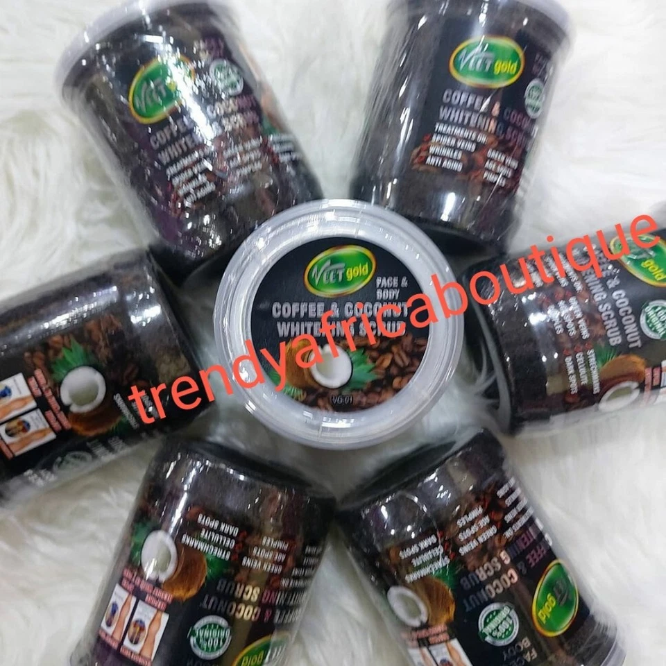 Veetgold coffee & coconut face & body scrub, anti green veins, spot & more 450gx - Image 2 of 4