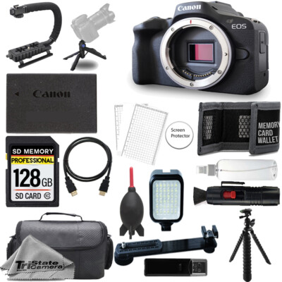 Canon EOS R50 Mirrorless Camera (Black) + 128GB +Ext Bat+9 PC Filter MEGA Kit