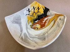 Miss Emily Aboriginal Art Group - STUNNING glazed ceramic platter - Australian