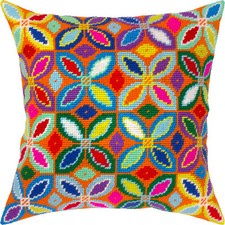 Needlepoint/Tapestry vintage throw pillow cover "SUNBEAMS" embroidery kit