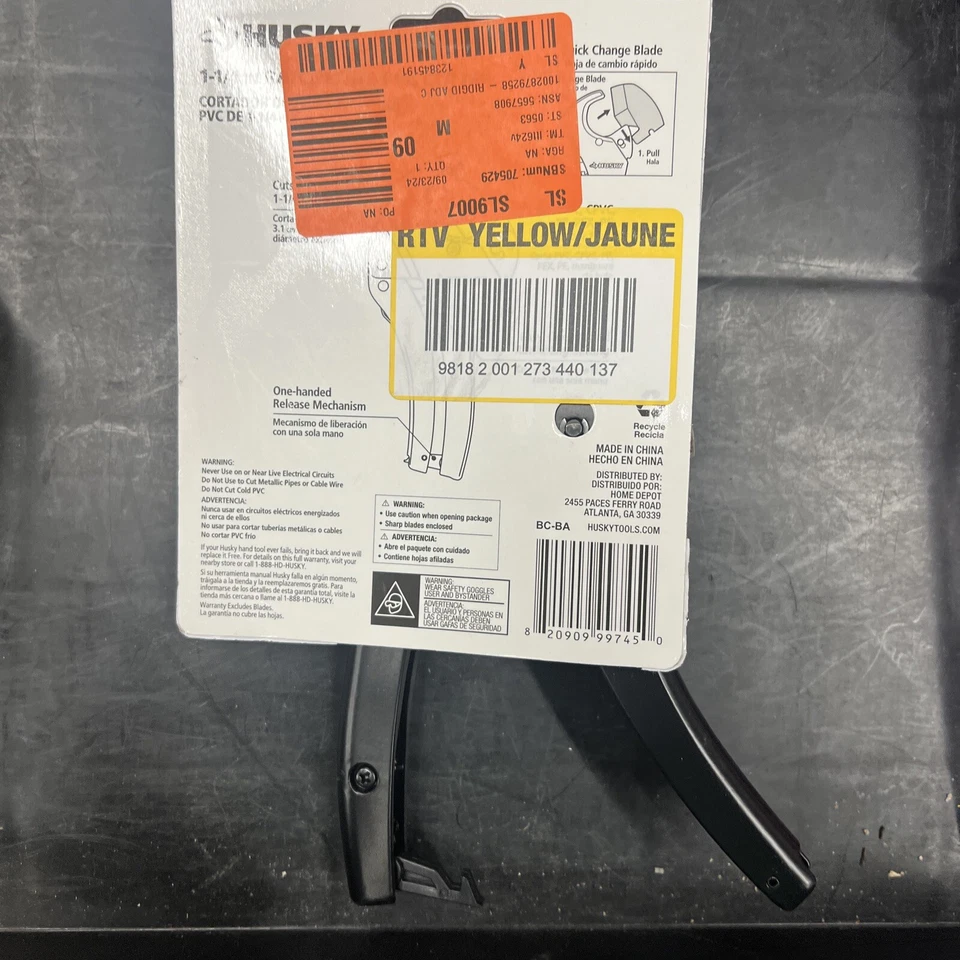 Husky 1-1/4 Inch Ratcheting PVC Cutter MFG# 16PL0101-1 - Quick Change - Image 2 of 3