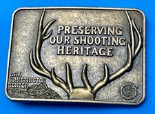 NRA Preserving Our Shooting Heritage Whitting Center Deer Vintage Belt Buckle