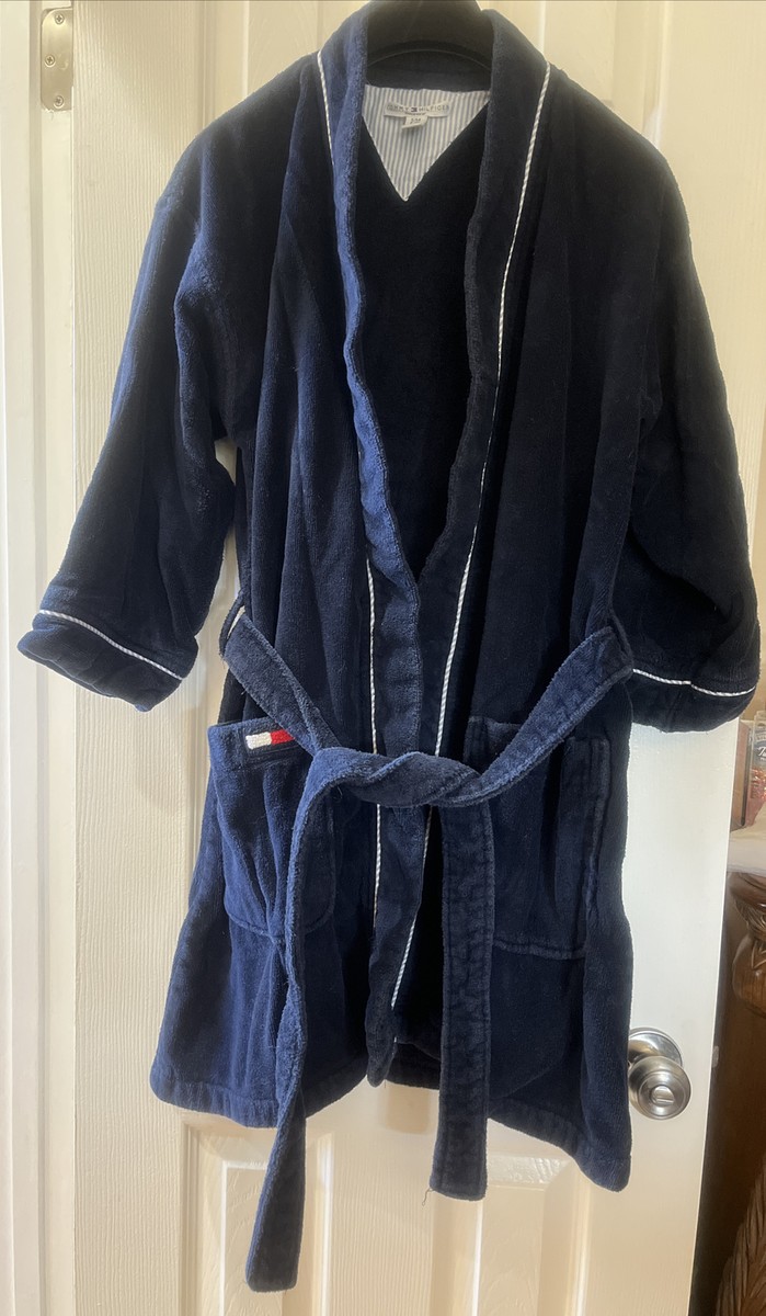 Tommy Hilfiger Plush Robe Dark Blue Fleece S/M Knee Length Women