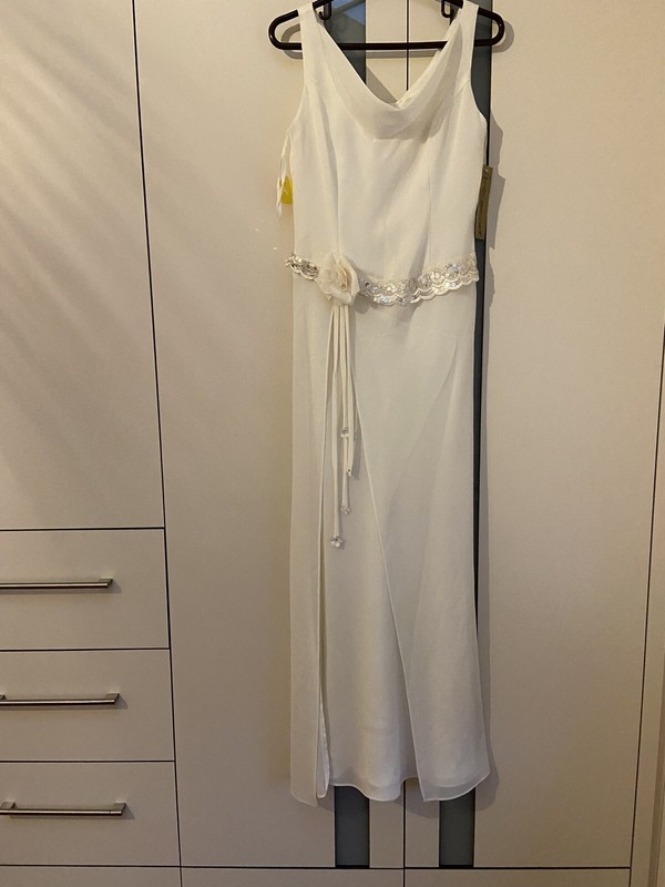 women Evening long Dress Gown Sz S Off White Lined Party Prom summer Wedding New