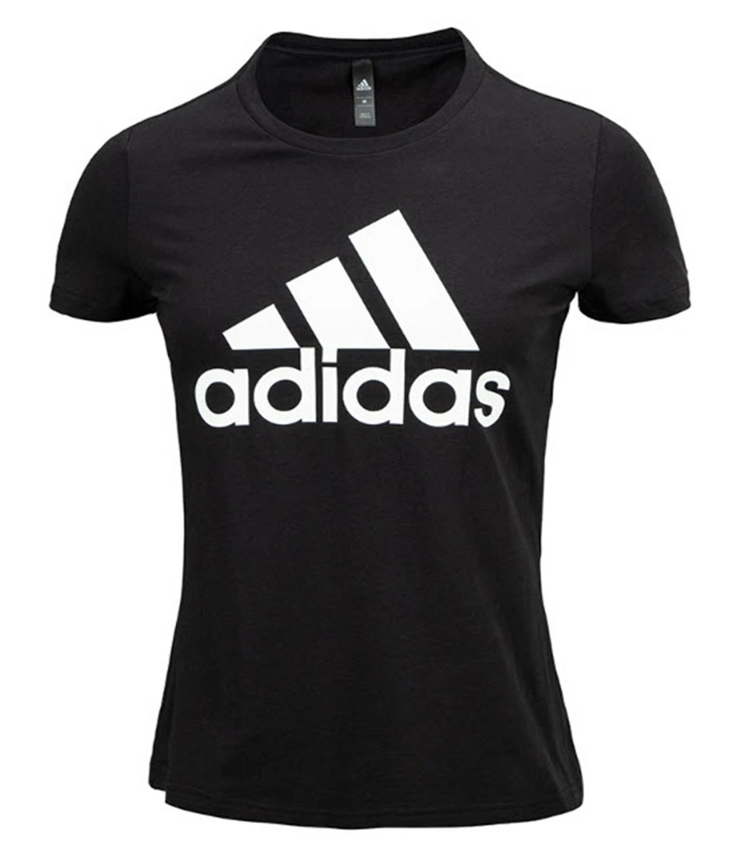 Adidas Women BOS Cotton S S T Shirts Black Running Casual GYM Tee Jersey FQ3237
