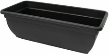 4-Pack 46cm (15L) Large Rectangular Black Recycled Plastic Trough Planters