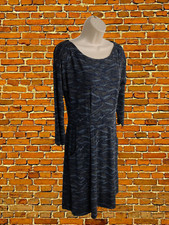 WHITE STUFF NAVY DRESS SIZE UK 10 VISCOSE WOMENS LONG SLEEVE BROWN PATTERN SHORT