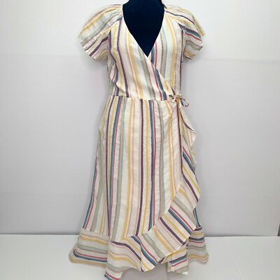 Kari Blue Dress Womens Size XS Sonoran Multi Colored stripe Sonoran Sunrise Wrap