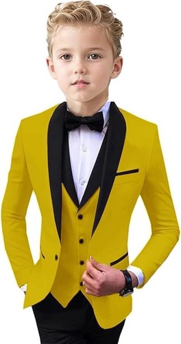Boys Tuxedo 4 Piece Suit Set,Slim Fit Suit for Boys Wedding Outfit Ring Bearer - Picture 7 of 30