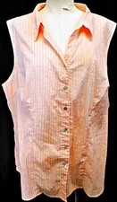 White Stage Woman's Sleeveless Stripped Pink Plus Size 22W 24W Sleeveless Blouse