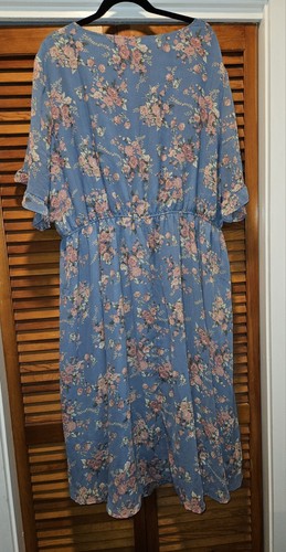 NWT 28/5X BloomChic Floral Mesh Overlay V-Neck Ruffle Sleeve Pocket Dress - Picture 8 of 11