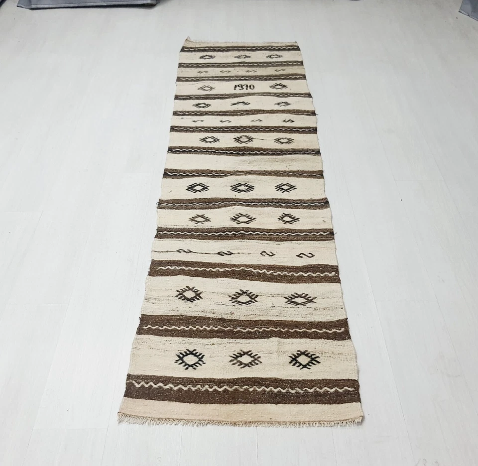 organic kilim rug , natural turkish small runner rug , handwoven kilim - Image 2 of 4