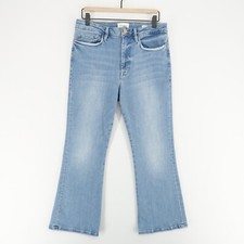 Frame Le One Crop Mini Boot Jeans Womens 2 Light Blue Stretch Mid Rise