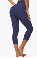 Women's Scrunch Butt Lift High Waist Yoga Pants Tummy Control Ruched Work Navy L