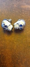 Chrome decorative blue eyed bolt on skulls x2