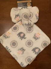Blankets Beyond Elephant Shaped Baby Security White Pink Gray Owls New