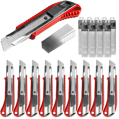 Werkzeugkönig  10x Cuttermesser 18 mm 100x Ersatzklingen Aluminium Teppichmesser