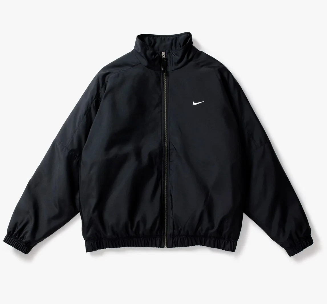 NEW Nike Lab Solo Swoosh Satin Bomber Jacket BLACK/WHITE DN1266-011 XS-XL