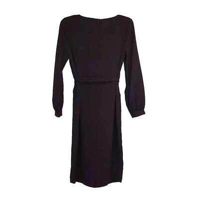 midi bohme dresses Bohme Black Sheath Midi Dress Women's Size Small Long Sleeves Tie Waist NWT