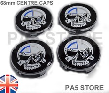 4 EVIL SKULL CENTRE CAPS 68mm WHEEL HUB BM F10 E60 E46 E36 E90 E34 X5 E92 E46 UK