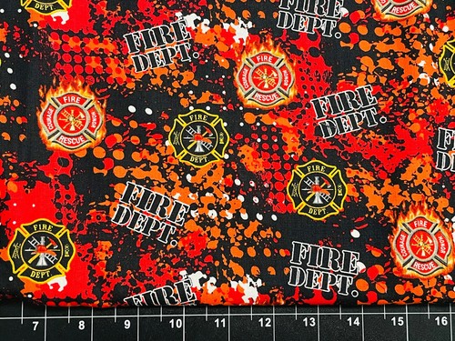 Tina Scrap 9"x21" Fire Man Truck Department Fighters Honor Cotton Fabric - 第 1/1 張圖片