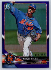 2018  Bowman Chrome #BCP35 Marcos Molina Mets Purple / 250 Baseball Card