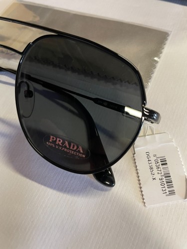 New Prada SPR 55U 1AB-5S0 54mm Aviator Black/Dark Gray Lens Unisex Sunglasses - Picture 5 of 11