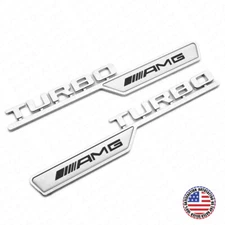 Set 3D Turbo AMG Edition Side Fender Marker Logo Badge Emblem Decorate Sport
