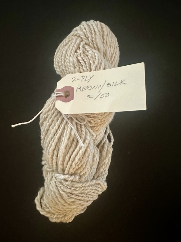 2.1oz Hand-spun Natural Undyed 50/50 Merino Silk Yarn Skein Spinning Fiber F1