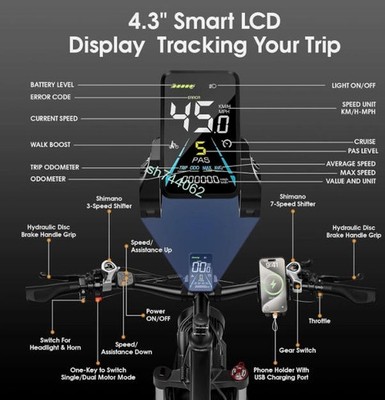 LCD Display for 52V 32AH E-Bike