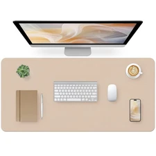 Leather Desk Pad Mouse Pad Non-Slip Desk Protector Mat Leather Desk Blotter C...