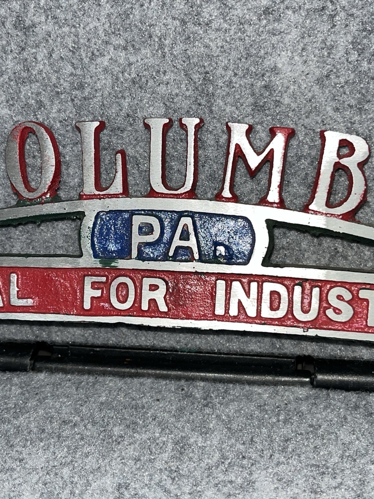 Pennsylvania License Plate Topper Columbia Pa Ideal for Industry Has Damage