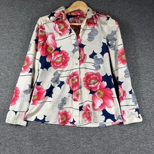 Vintage 70s Puc Puc Women  s XL Button Up Shirt Pink Floral Retro Flower