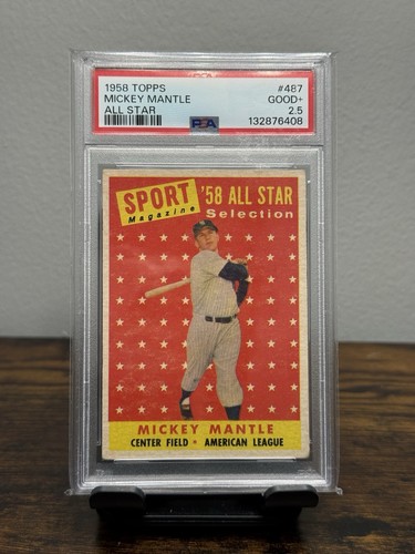 1958 Topps Mickey Mantle All Star #487 PSA 2.5 Good+ 