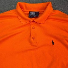 Polo Ralph Lauren Polo Shirt Mens L Orange Short Sleeve Pique Pony Logo USA Made