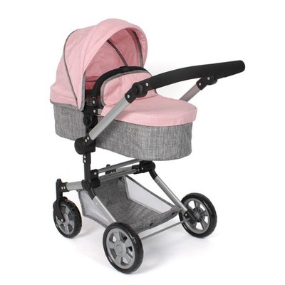 Bayer Chic 2000 Puppen Kombi-Puppenwagen LINUS Melange grau-rosa TOP