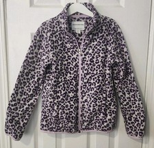 Amazon Essentials Girls Size 8 Medium Purple Leopard Print Coat Fleece Jacket