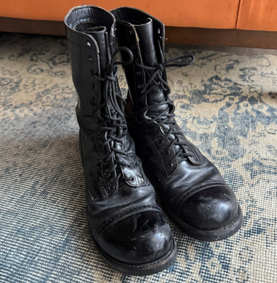 vintage Military 1500 Original Jump Boots Black Leather sz 13 D