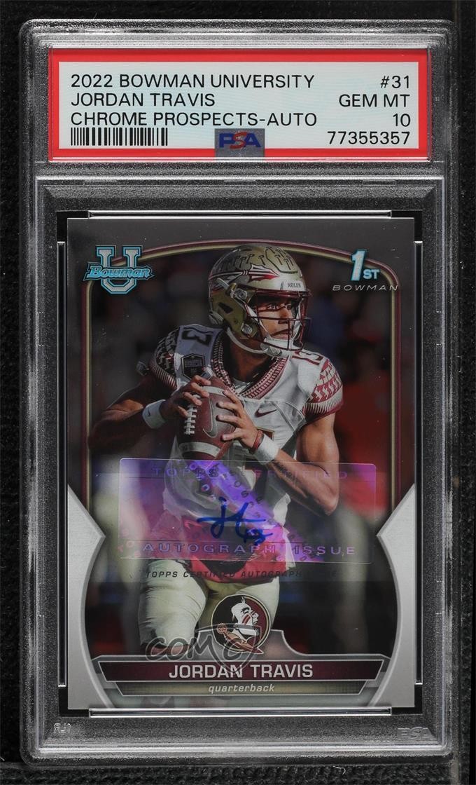 2022 Bowman U Chrome Prospect Jordan Travis #31 PSA 10 GEM MT Auto 19yv