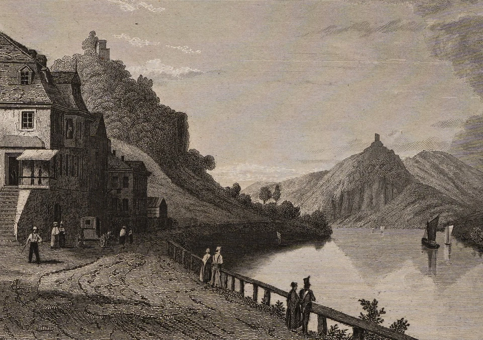 C. FROMMEL (1789-1863), Insel Nonnenwerth mit Kloster und Rolandseck, Sst. - Bild 4 von 4