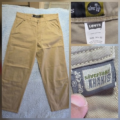 Vintage y2k Levi's Silver Tab Khakis Men's 34x30 Tan Baggy Carpenter Cargo Pants