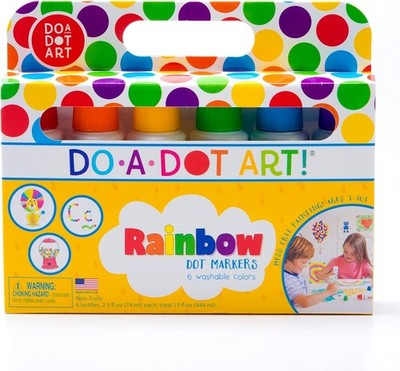 DO A DOT ART Markers 6-Pack Rainbow Washable Paint Marker Kids Toddler Craft USA